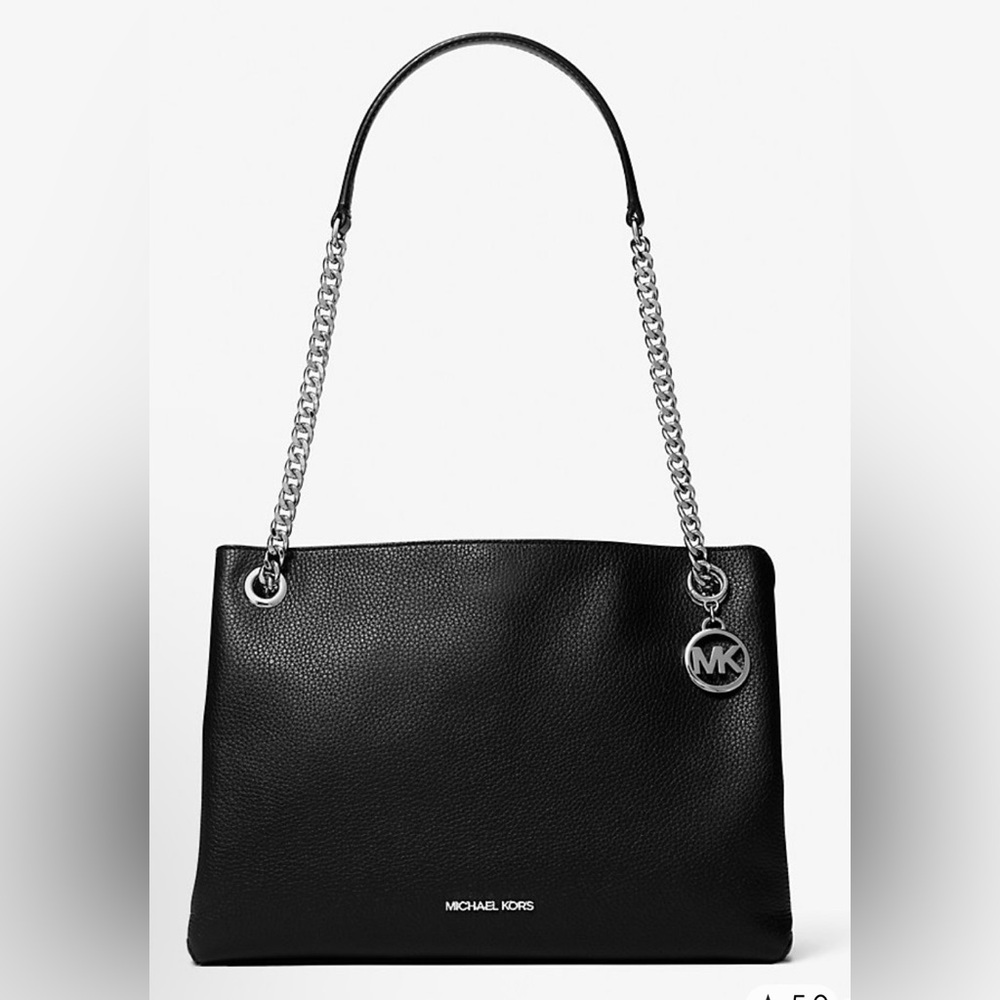 Michael Kors Black Christina Pebbled Leather Messenger bag